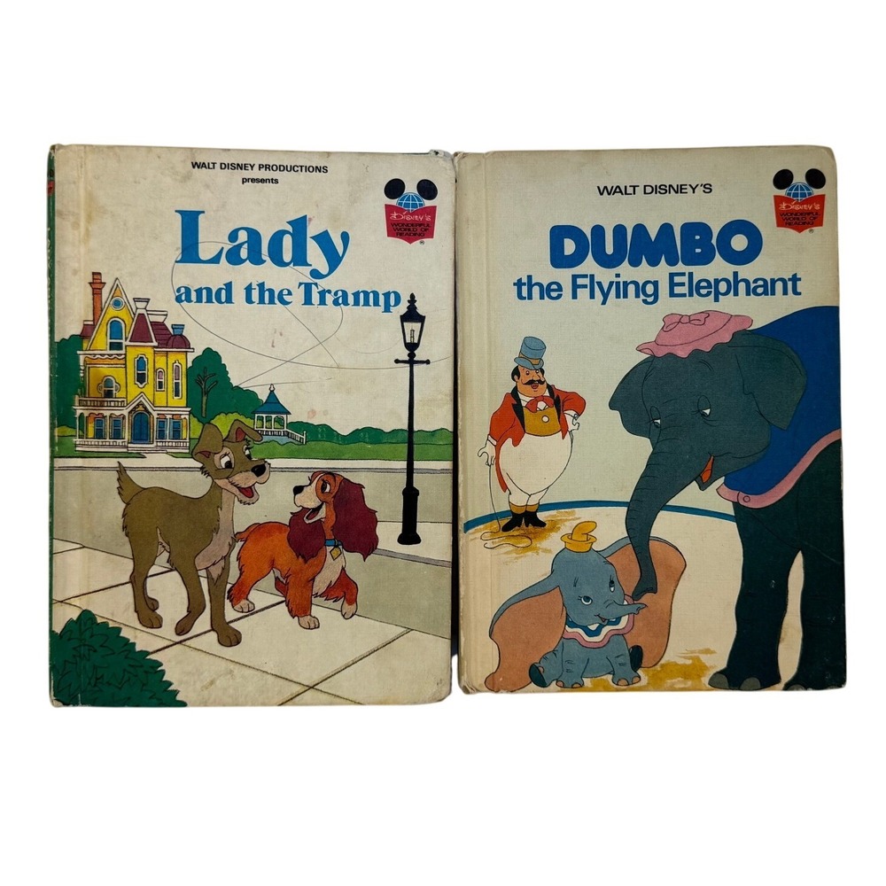 Vintage Set of Disney Wonderful World of Reading Books Lady and the‎ Tramp Dumbo